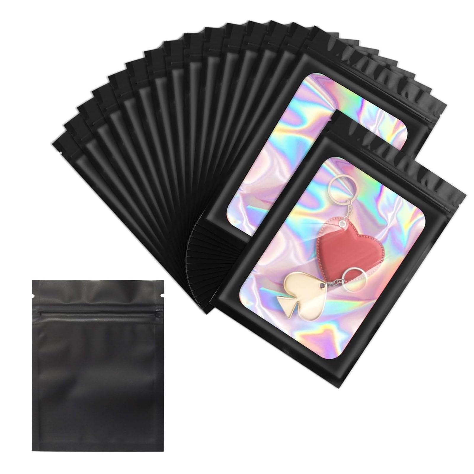 Dolaso Black 120Pcs Smell Proof Mylar Bags, 6 * 10Cm, Resealable Sweet Pouches, Small Plastic Bags For Lipgloss, Jewelry, Eyelash, Food Storage, Gift Grip Foil Ziplock