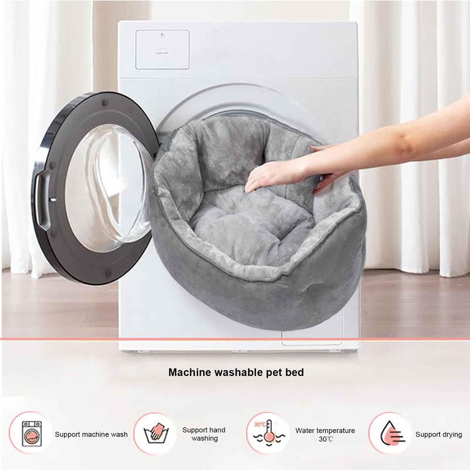 Cama para Perro Lavable, Cama Perro con Fondo Antideslizantes, Cama Gato con Cojín Desenfundable, Suave Y Mullida, para Perro Y Gato Pequeños,Azul,S