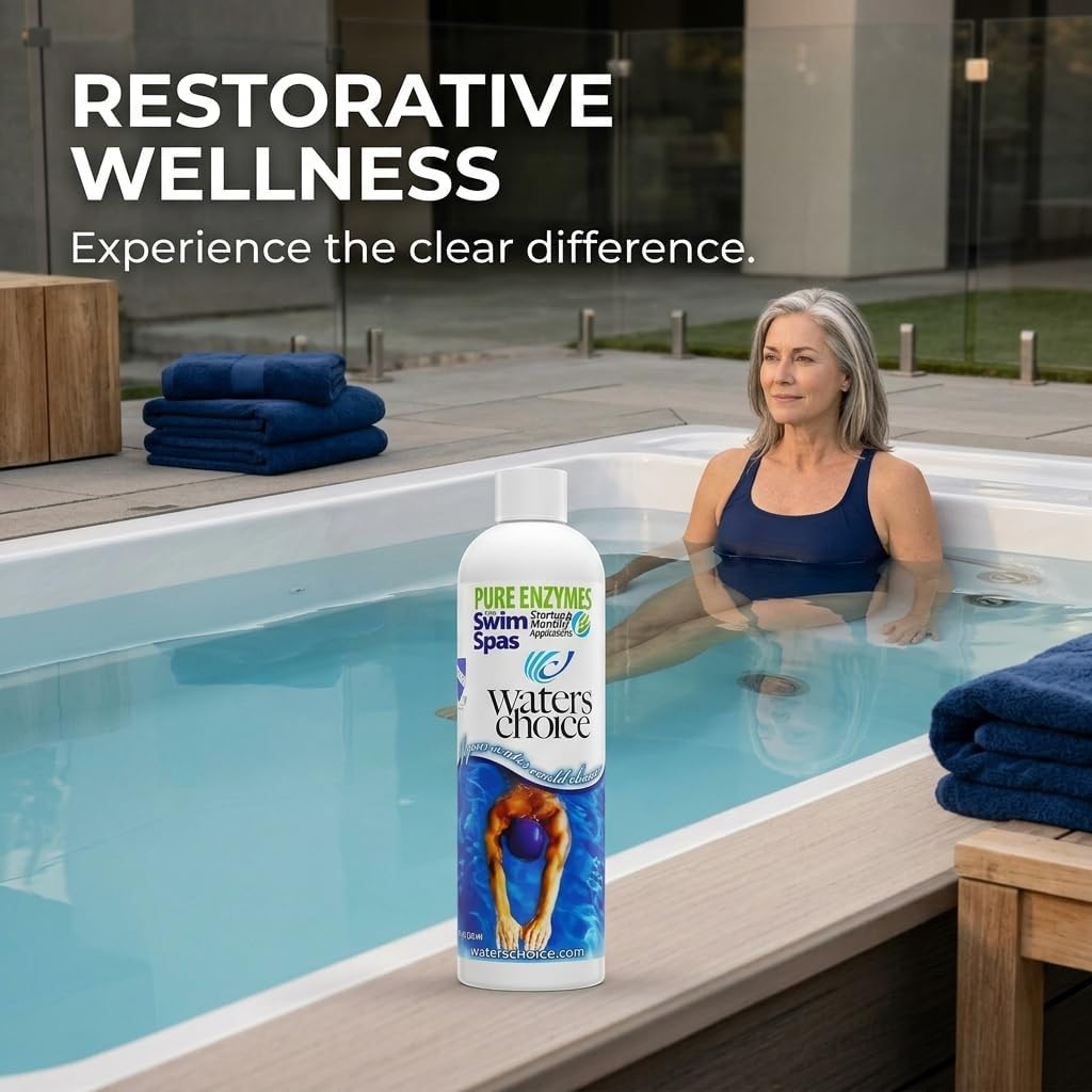 Waters Choice Water Clarifier Enzymes for Swim Spas - The First and Only Enzyme Application Designed Specifically for Swim Spas. No Shock. Minimal Sanitizer. Specialized, Safe, Effective Water Care.