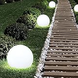 Solarleuchte 3er Set 3x LED Solar Außen Steck Lampen Garten Erdspieß Kugel Rasen Leuchten weiß Globo 33770-3
