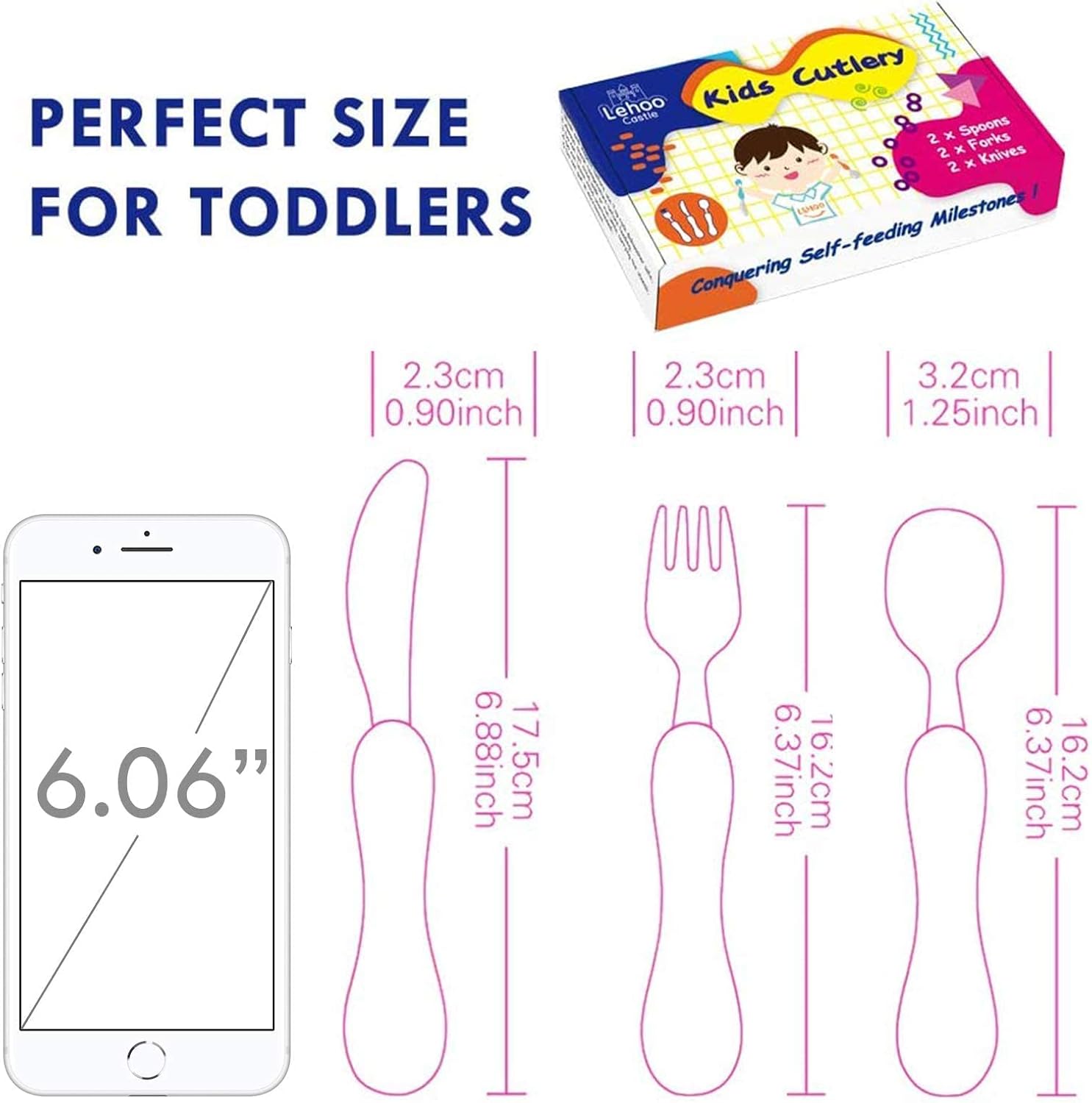 Lehoo Castle Toddler Silverware Set, 6 Pcs Toddler Utensils Stainless Steel, Boys Kids Silverware Set, Safe Toddler Forks and Spoons Ocean Park image 6 of 7 B07X9WCTLC