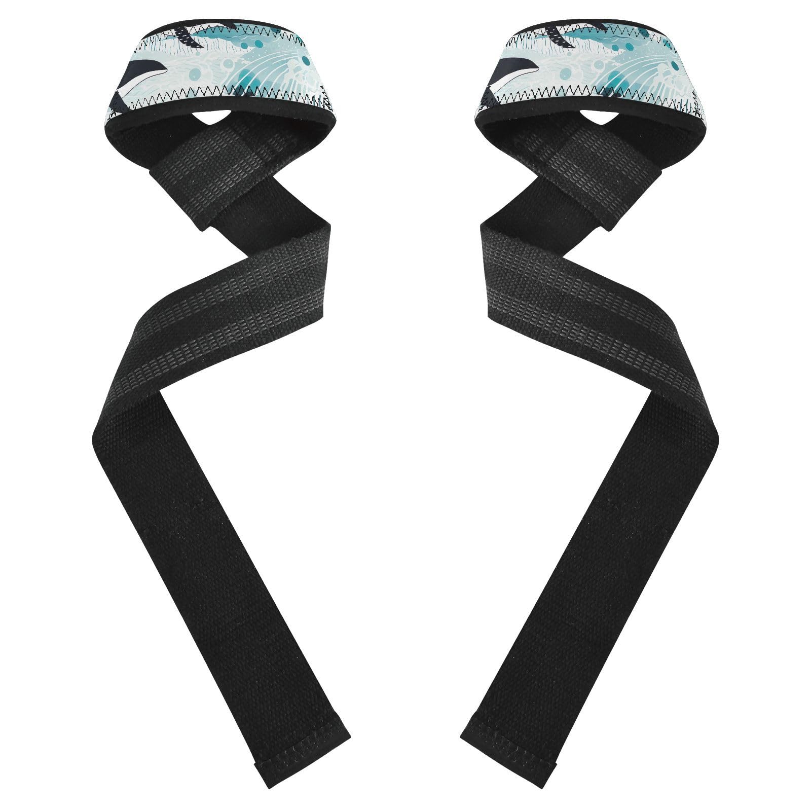 Nander Cute Whale Wrist Straps for Weightlifting,Lifting Straps with Neoprene Cushioned Wrist Padded and Anti-Skid Silicone for Strength Training,Bodybuilding,Deadlifting