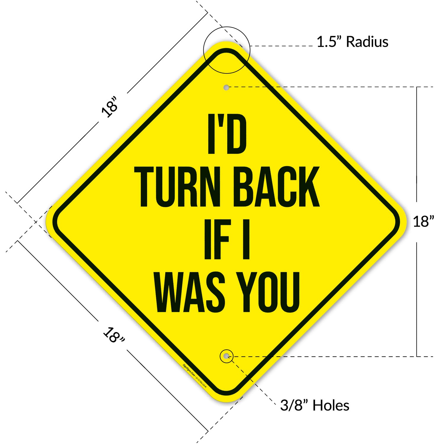I Would Turn Back If I was You Sign, 18x18 Inches, Rust Free .063 Aluminum, Fade Resistant, Made in USA