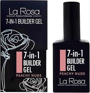 LaRosa 7-i-1 BYGGGEL i Flaska – Stärkande UV Builder Gel 15 ml för Nagelförlängning, Långvarig Bas-/Topplack - PERSIKO NUDE