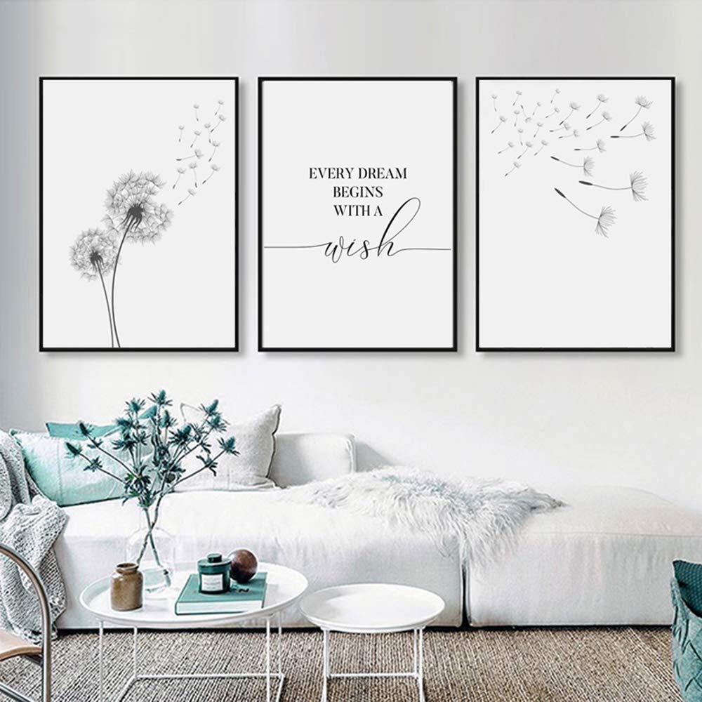 MPLONG Set Di 3 Stampe Su Tela Astratte In Bianco E Nero – 61x81 Cm Cadauna – Moderne Per Soggiorno