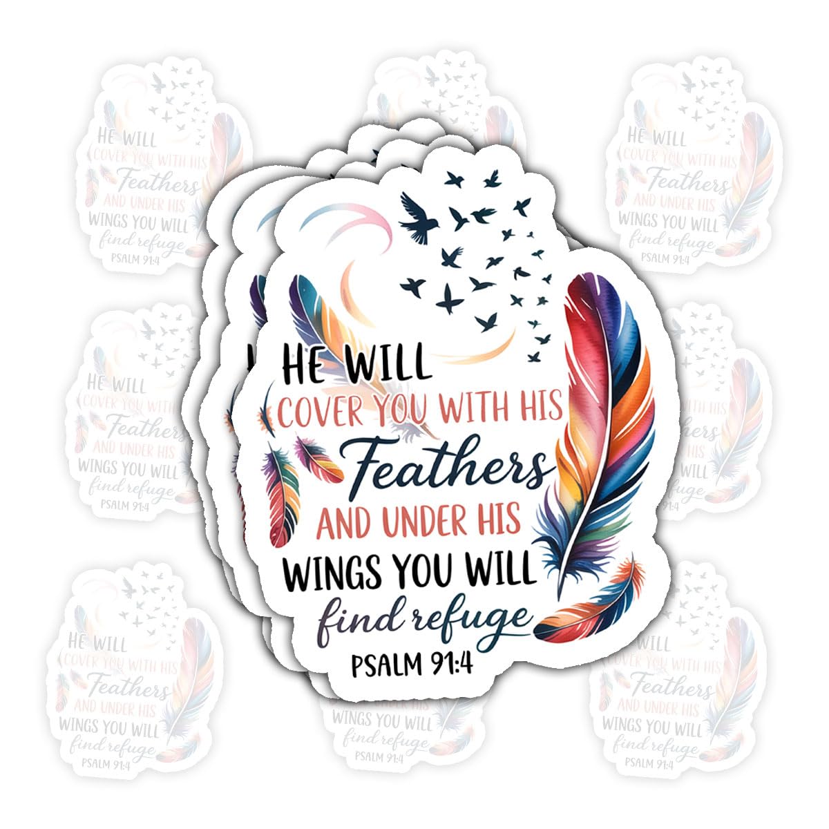 Photo 1 of (3pcs-3in) He Will Cover You with His Feathers Sticker Christian Stickers