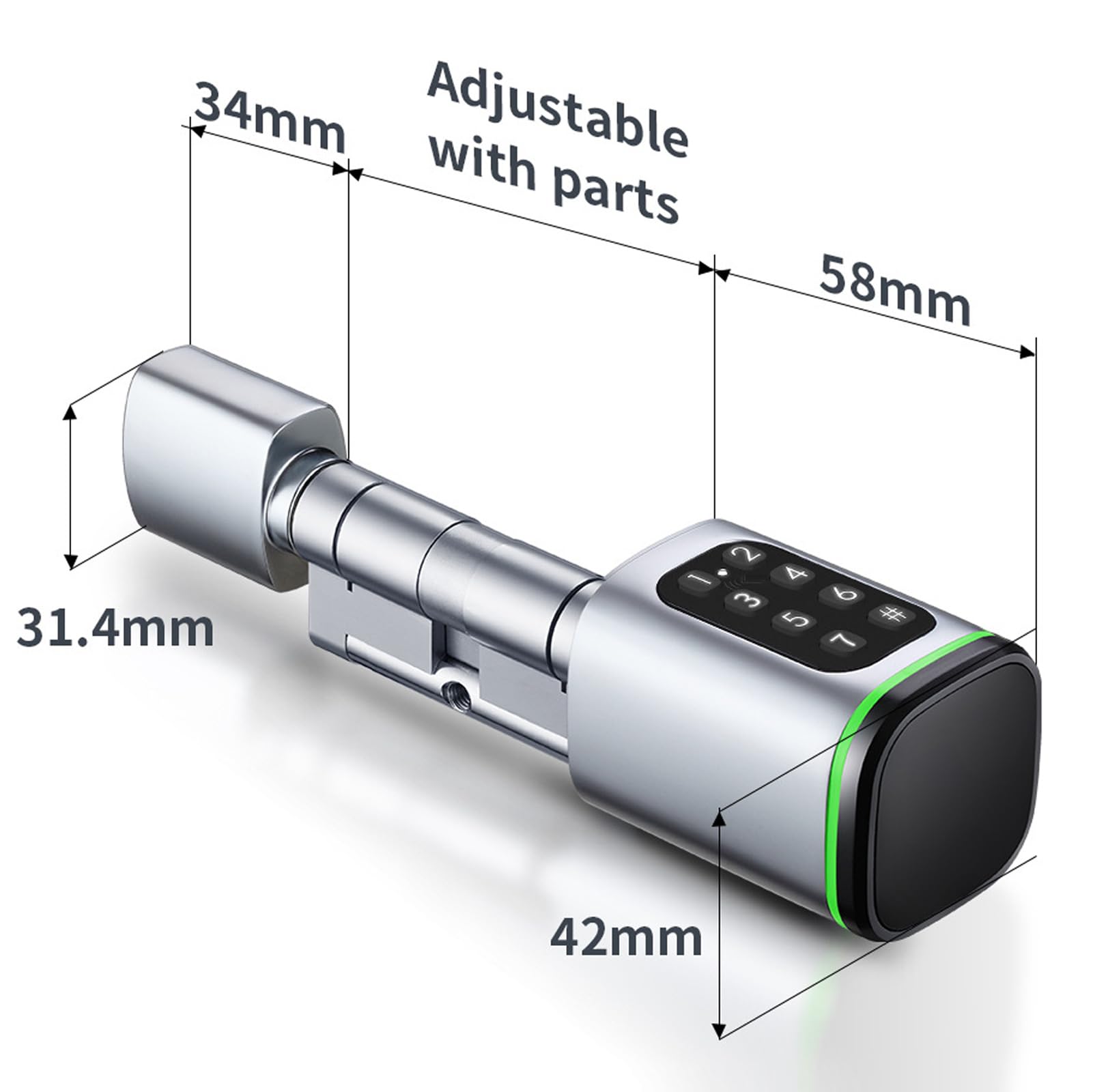 Cerradura de puerta electrónica, código electrónico cerradura de puerta principal para casa inteligente, cerradura de cilindro inteligente con interfaz de emergencia huella digital (blanco)