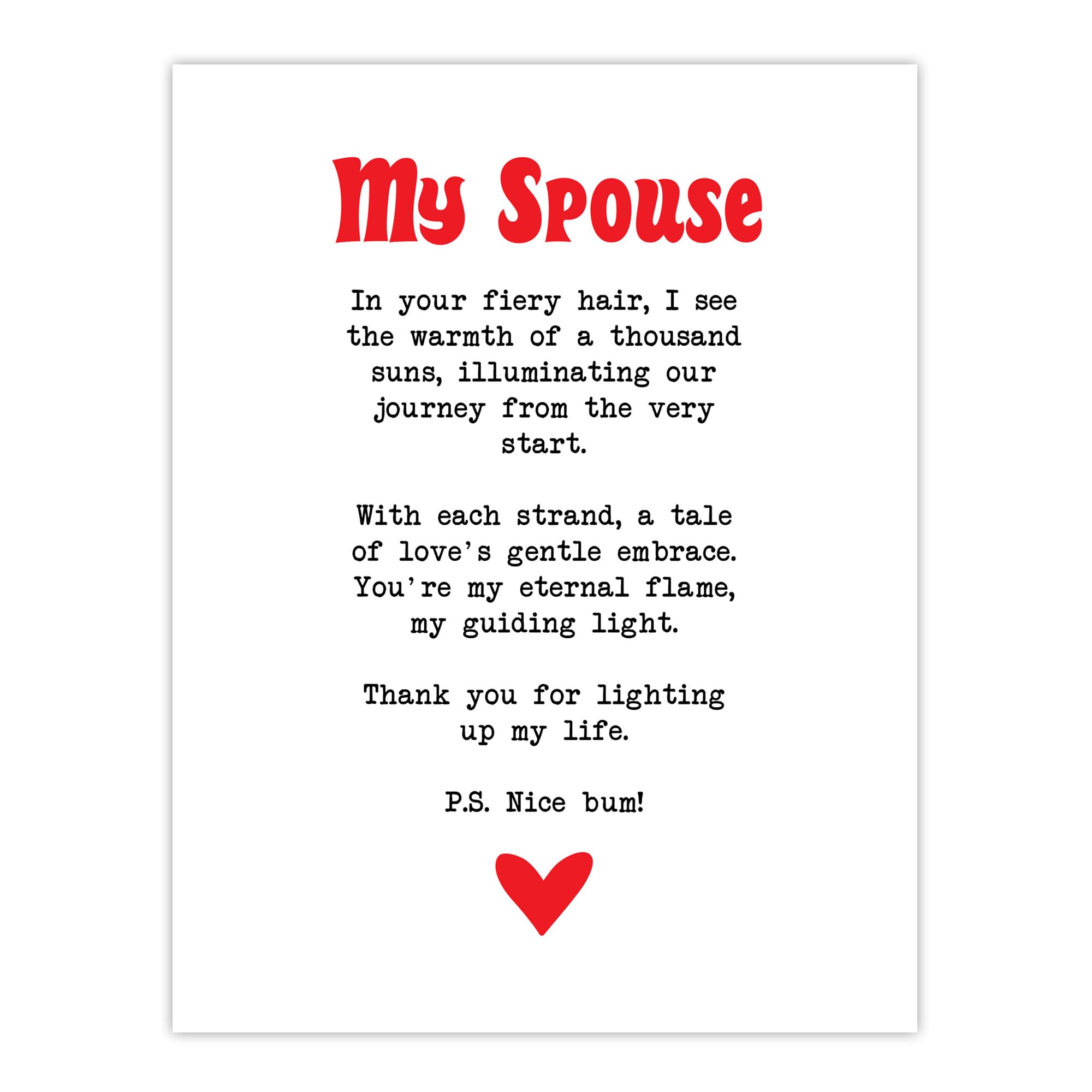 Artery8 Love Poem Ginger Spouse Romantic Funny Bedroom Large Wall Art Poster Print Thick Paper 18X24 Inch