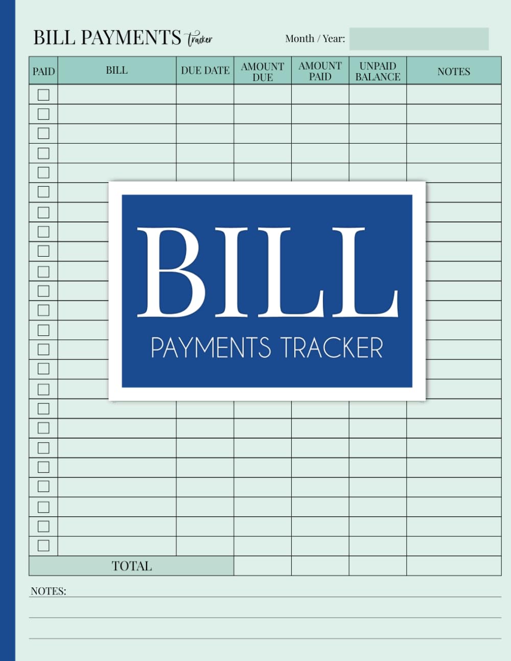 Bill Payments Tracker Monthly bill payment log book for Budgeting Financial