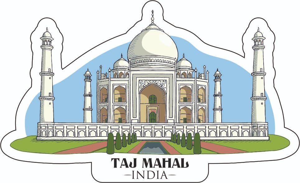 Skywalk India Souvenir Wooden MDF Taj Mahal Fridge Magnet (Multicolour) PBS-M-649
