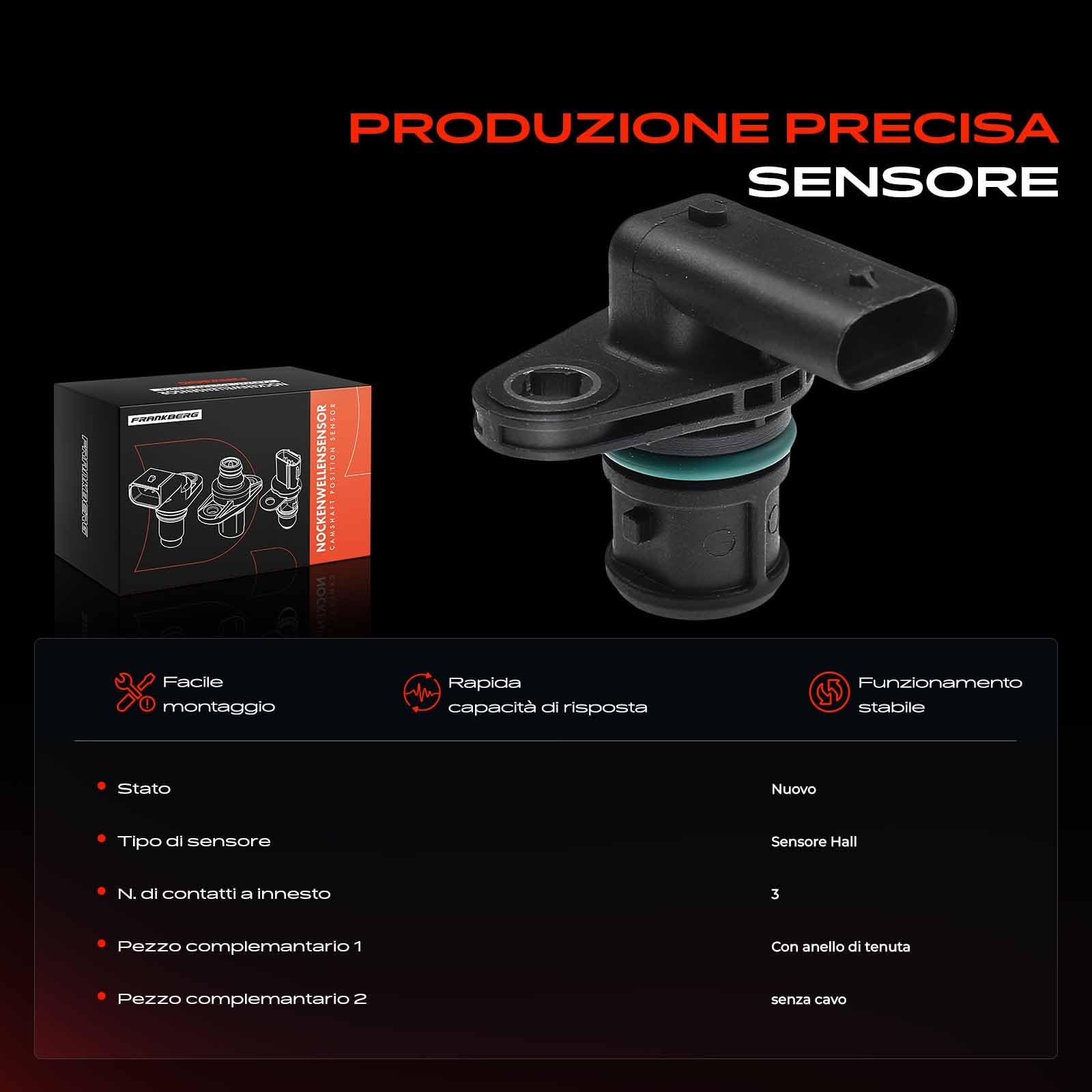 Frankberg Sensore Posizione Albero a Camme Compatibile con Astra J CaR.A.Van P10 Insignia A Sports Tourer G09 Astra K Sports Tourer B16 Mokka/Mokka X J13 Zafira Tourer C P12 Replace# PC1191