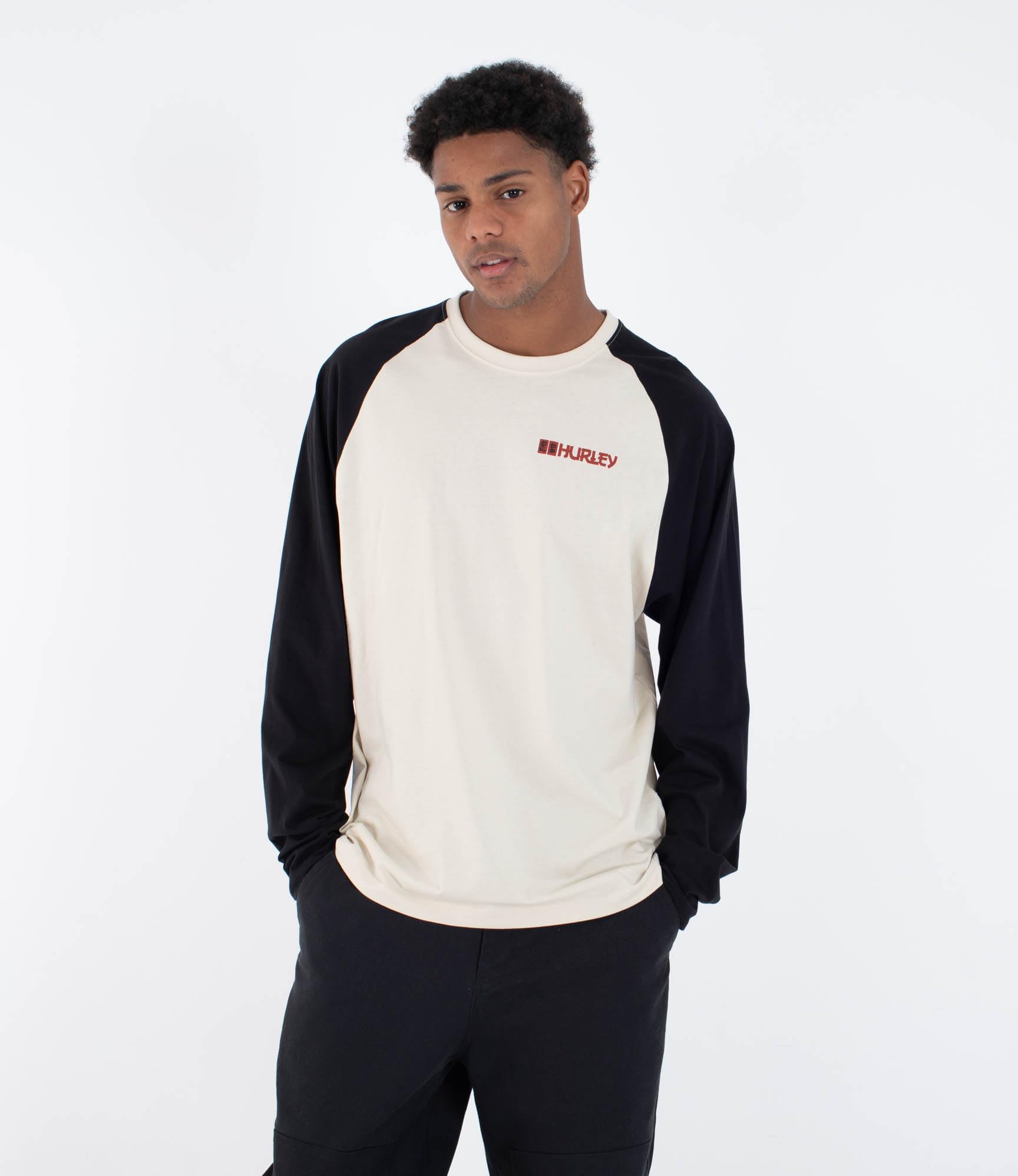 Hurley Mens Long Sleeve Tattoo T-Shirt, Bone Colour, S EU