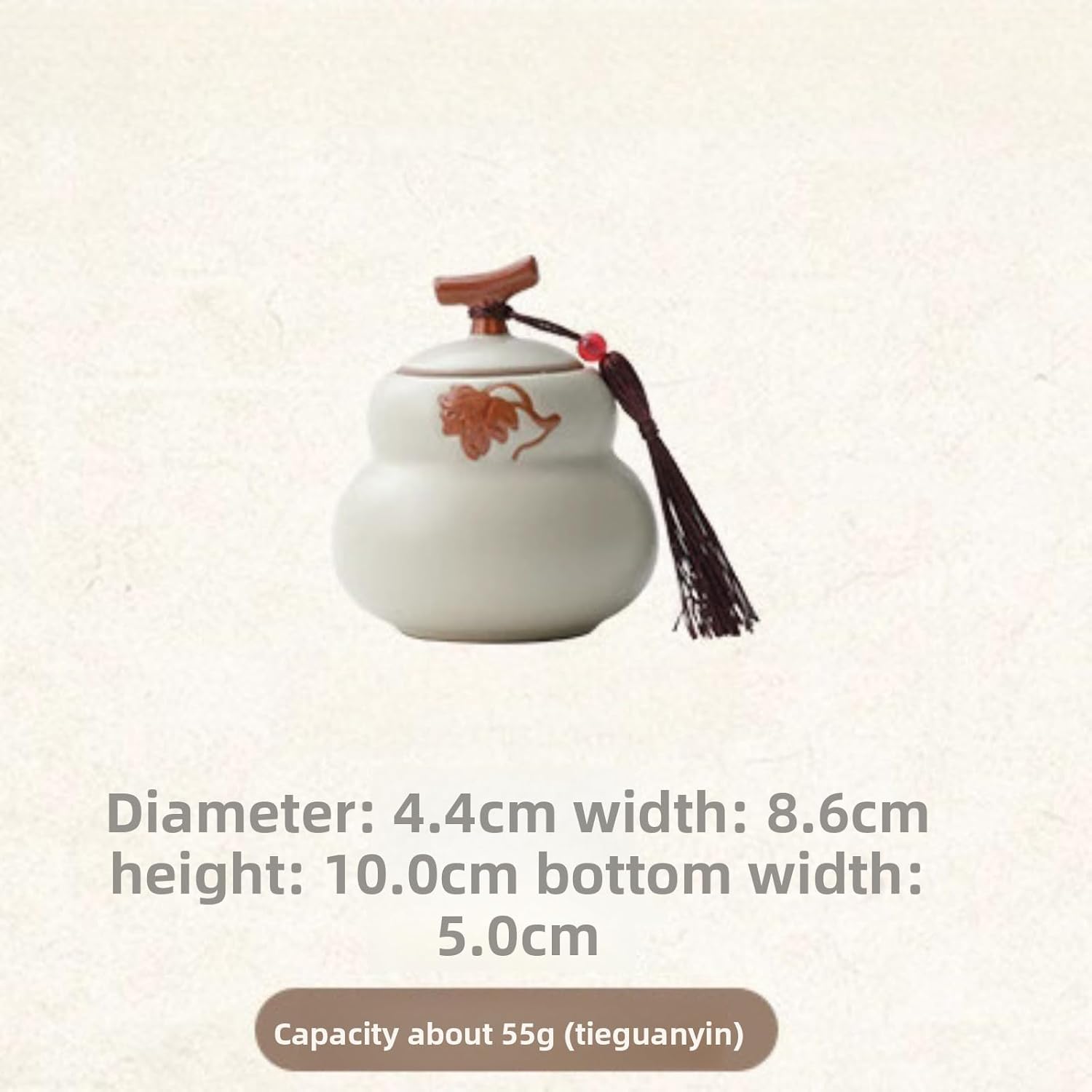 Beige Ru Kiln Calabash Tea Caddy, 55ml 1.7oz, Ceramics Chinese Kung Fu Tea Set