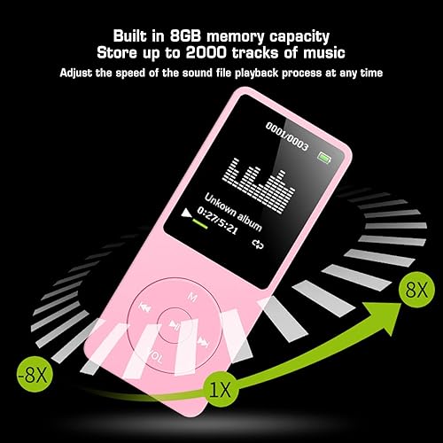 Miniatura 4 de Reproductor de MP3 de 8 GB, reproductor de música de 1.8 pulgadas con radio FM, películas, música y libro electrónico, soporta hasta 64 GB.