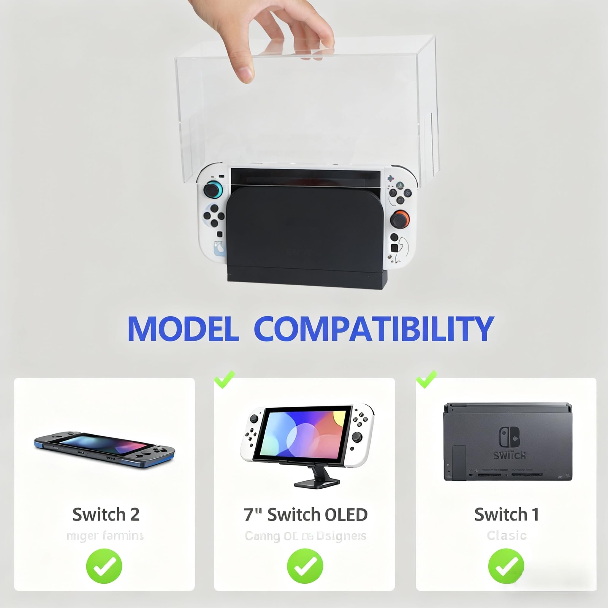 Transparente Staubschutzhülle für Nintendo Switch 2/Switch/Switch OLED-Ladestation, kratzfest, wasserdicht, durchsichtig, Displayschutzfolie