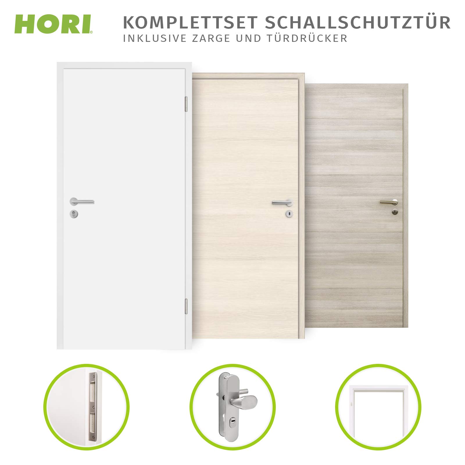 HORI Wohnungseingangs-Tür Weißlack Komplettset Zarge I Schallschutztür SK1 Klimaklasse 3 I Höhe 198,5 cm I Breite 86 cm - Wandstärke 140 mm - DIN Rechts