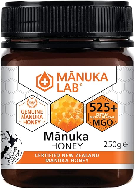 Manuka Lab Certified MGO 525+ Manuka Honey - Antimicrobial Powerhouse for Wound and Skin Healing | Premium Quality Honey from New Zealand, Manuka Honey 250g