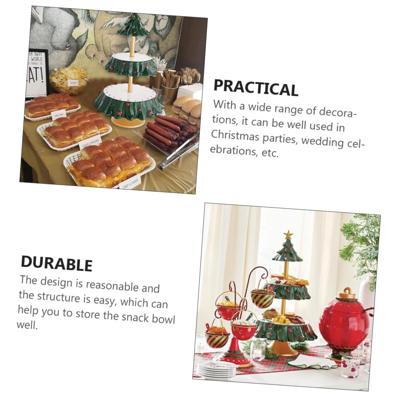 Espositore Natalizio per Snack Multiuso in Resina Effetto Decorativo Delicato, Tavolo per Feste di Natale e Celebrazioni Piatti per Dolci e Frutta