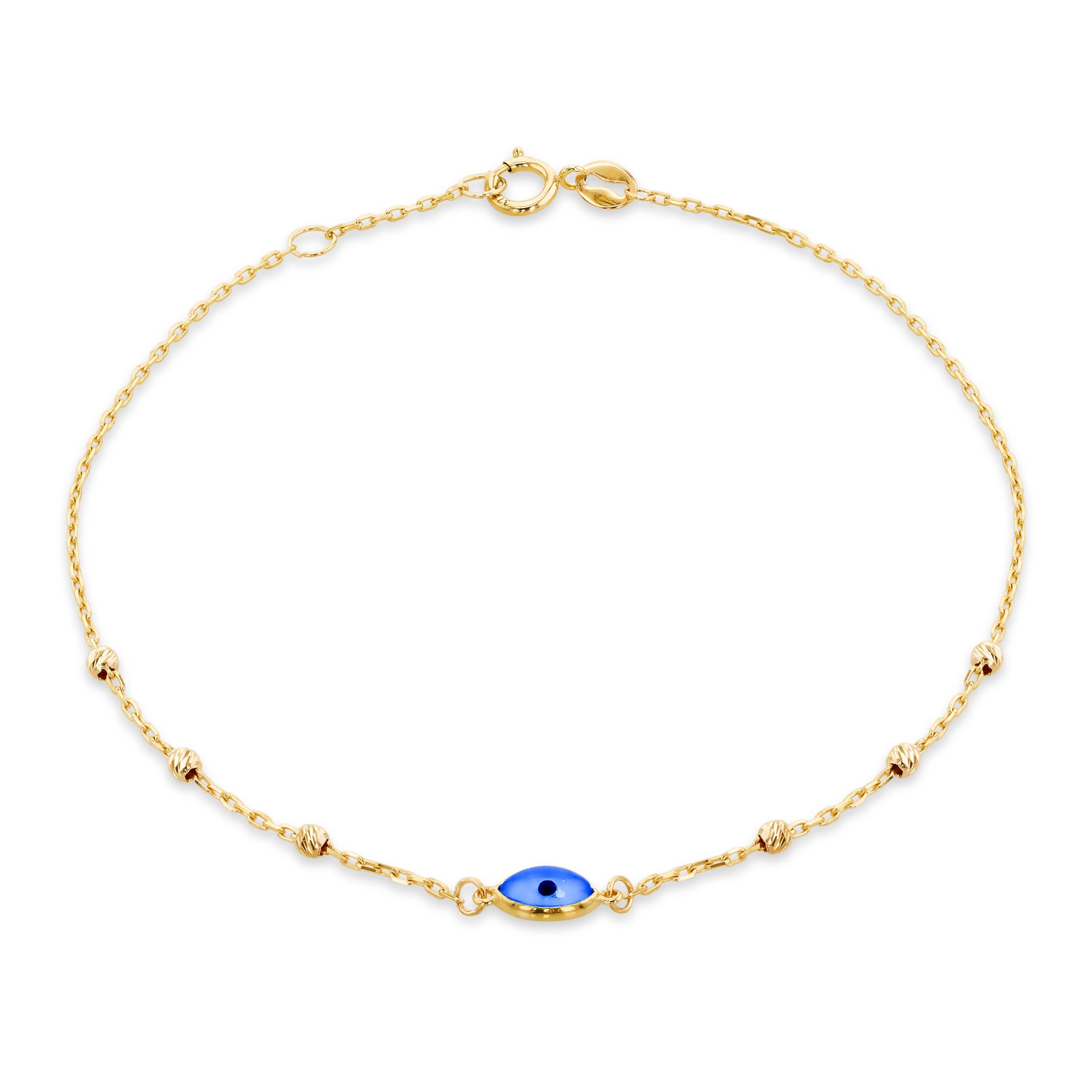 Carissima Gold - Collar ajustable de oro amarillo de 9 quilates con bola DC mal de ojo para mujer
