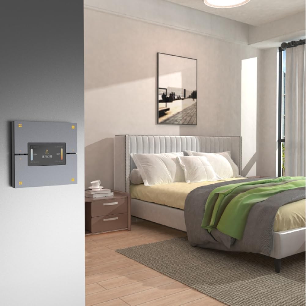 Tuya Home - Interruptor de Pared con Botón Pulsador y Sensor de Cuerpo Humano con Radar de 3,5 Pulgadas, Interruptor Inteligente Zigbee, Botón Pulsador Inteligente
