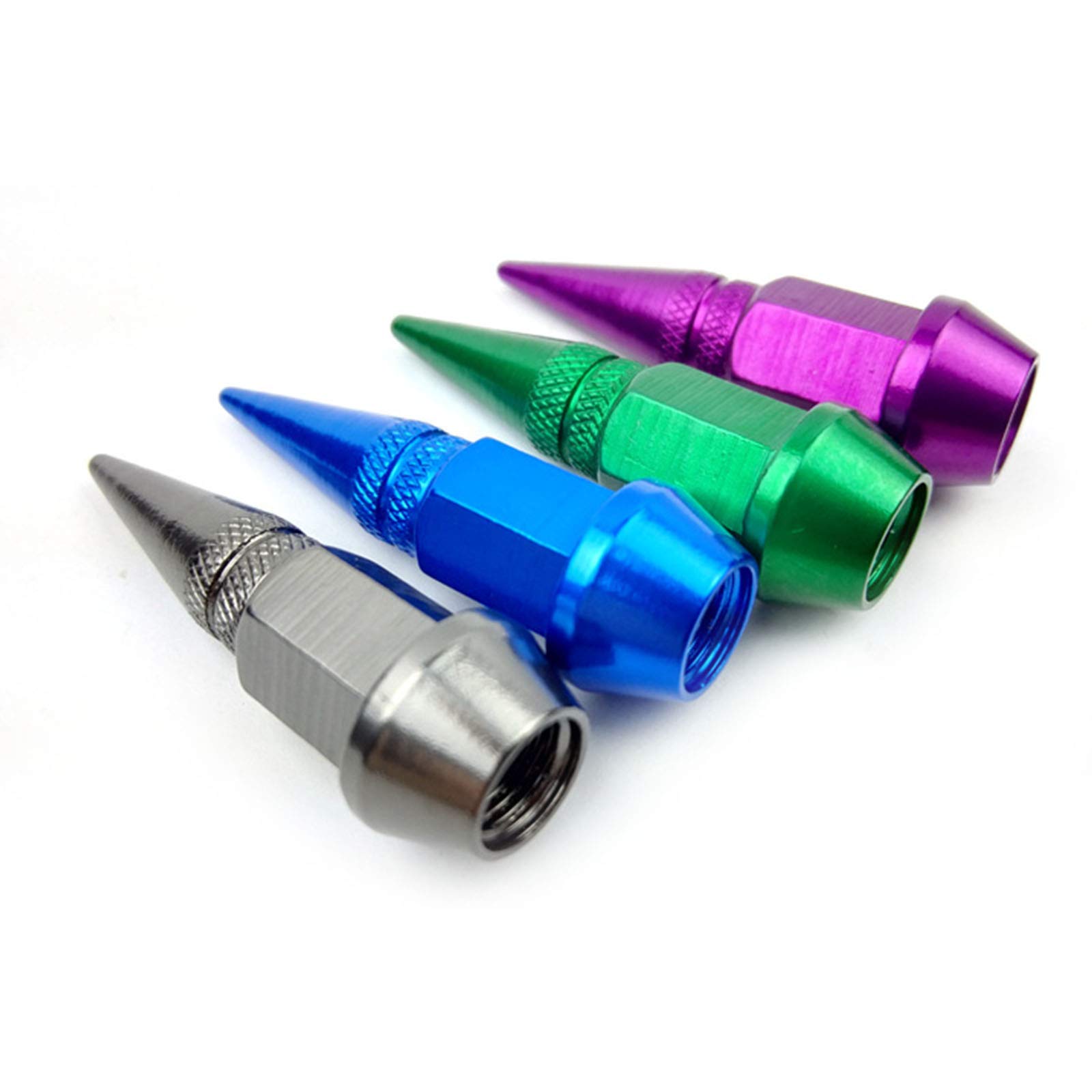 4 Tappi Coprivalvola In Alluminio 45mm | Antipolvere Universali Per Auto, Moto, Bici | Colore Argento - 2