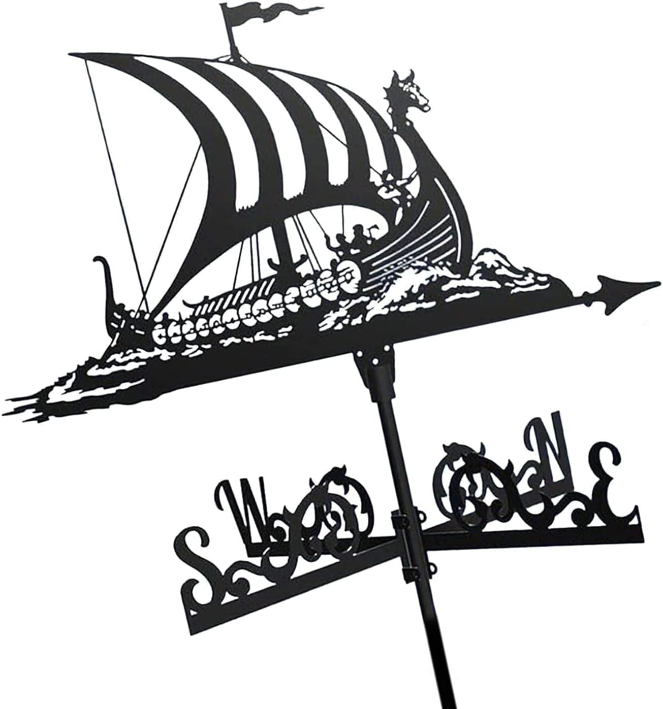 Klonwg 13 Weather Vane Stainless Steel Weathervane Figurine, Practical Wind Direction Indicator Weathercock Measuring Tools