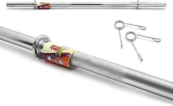 RUBX Solid 28 MM Chrome Plated Barbell, Weight Lifting Rod With 2 Locks (STRAIGHT, 6 FT)