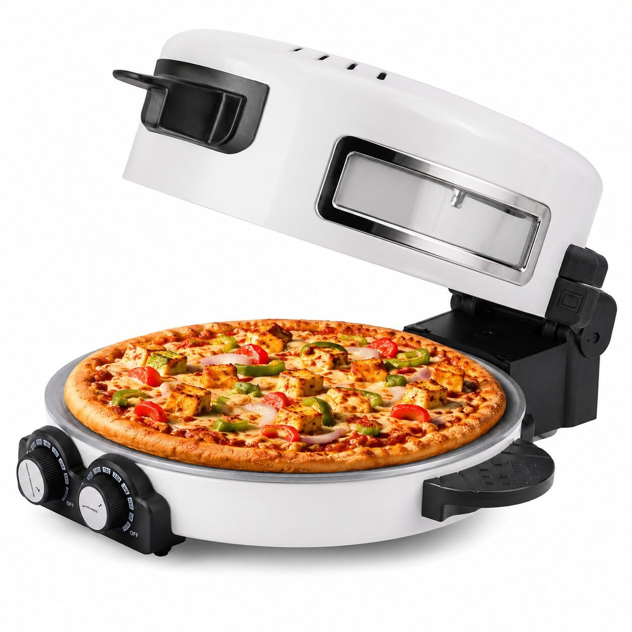 Electric Pizza Oven with Pizza Cutter | 12 Inch Portable Indoor Pizza Maker | Multi-Purpose Pancake & Omelette Machine | Crispy Pizza in 5 Minutes with Rapid Heating-image-38