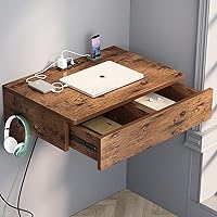 Vista 7 de ALISENED Escritorio montado en la pared, escritorio flotante para computadora portátil, escritorio de pared que ahorra espacio, escritorio de pared