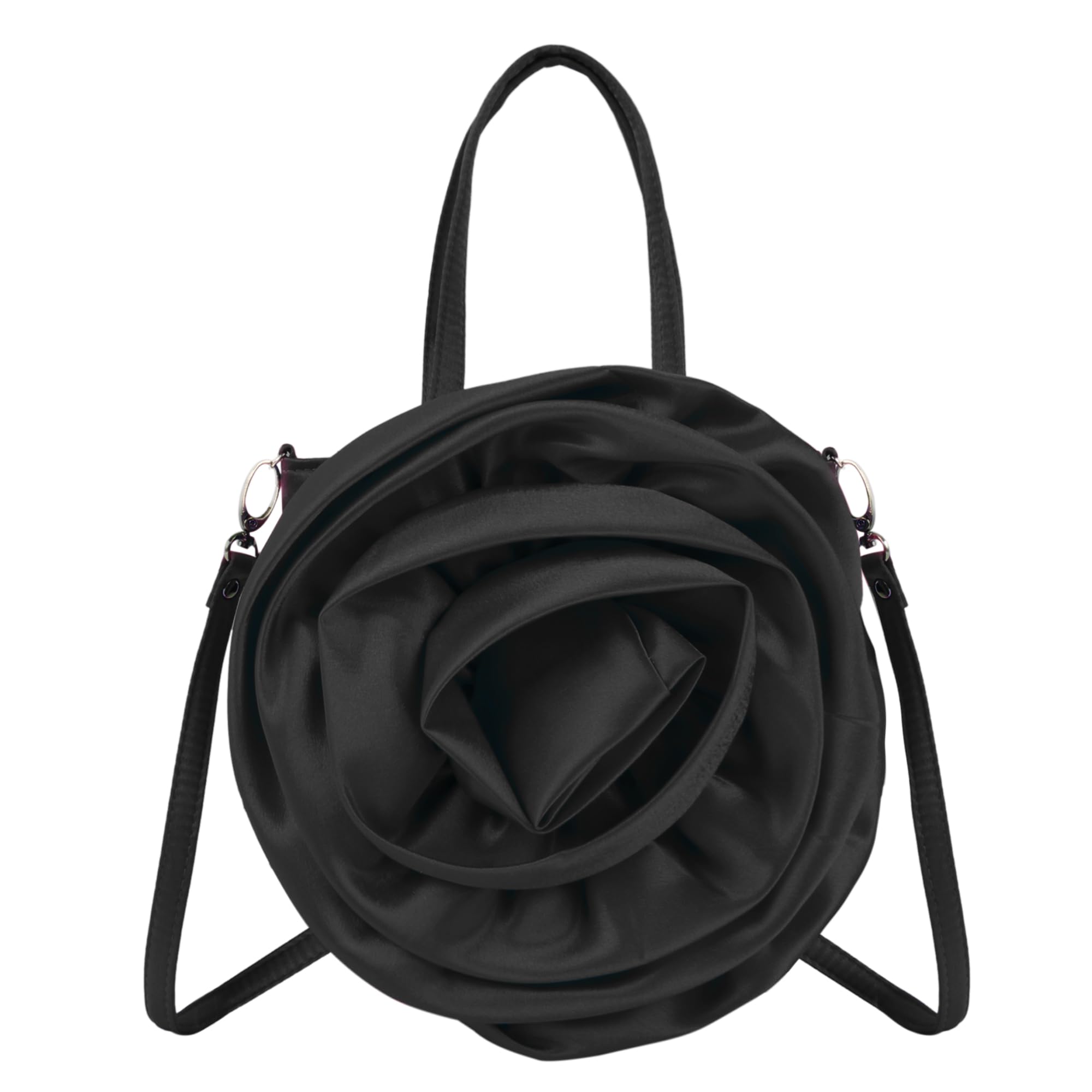 Women Small 3D Rose Flower Evening Clutch Handbag Top-handle Bag Cross-body Bag