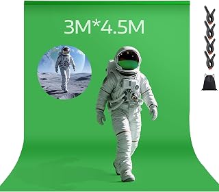 Spardar Greenscreen with 4 Clips, 3m x 4.5m Photo Backdrop Green Screen Fabric Cotton Foldable Green Screen Photo Studio Background for Photography Video Backdrop System Fashion Photography