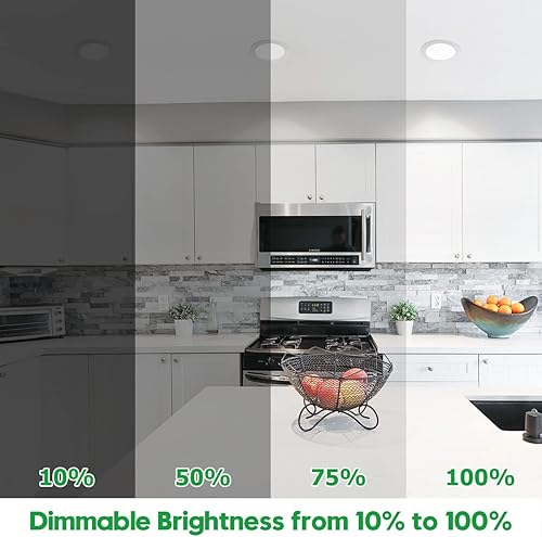 Miniatura 4 de Iluminación LED empotrable de 6 pulgadas, paquete de 12 unidades, 5 CCT, 6 pulgadas, con caja de conexión, 2700K, 3000K, 3500K, 4000K o 5000K, el