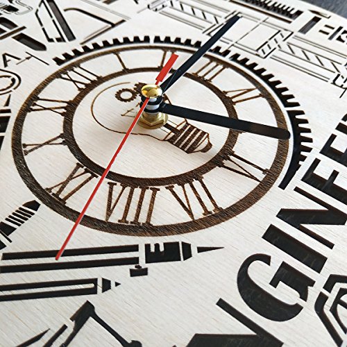 Shareart Engineering Wood Wall Clock - Original Home Decor For Office Bedroom Kitchen - Best Gift Idea For Friends Husband Wife Father Men Woman Boys And Girls - Unique Wall Art Design - Size 12 Inch #TOP3