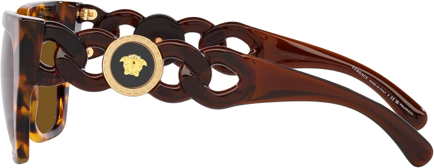 Versace Woman Sunglasses Havana Frame, Dark Brown Polarized Lenses, 53MM - Image 2
