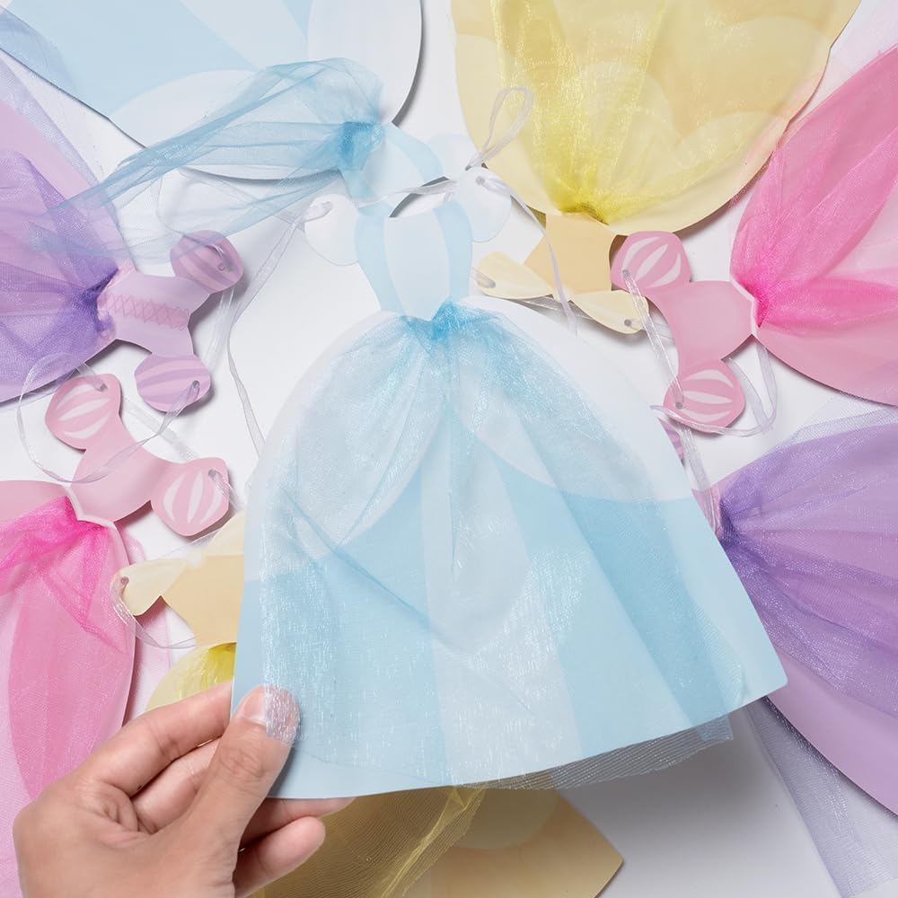 Cheerland Princess Party Banner Ball Gown Hanging Pastel Bunting Dress Garland Royal Theme Decorations 3D Cutouts for Baby Shower Classroom Storybook Castle 1st Birthday Party Decor Supplies 2pcs
