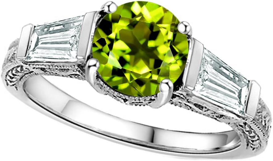 Round 7mm Simulated Green Tourmaline Ring Sterling Silver Size 4