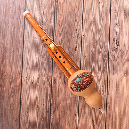 Flauto Cinese Fatto A Mano Hulusi Marrone Zucca di bambù Cucurbit Flauto Etnico Chiave C per Gli Amanti della Musica Principianti Strumento Musicale
