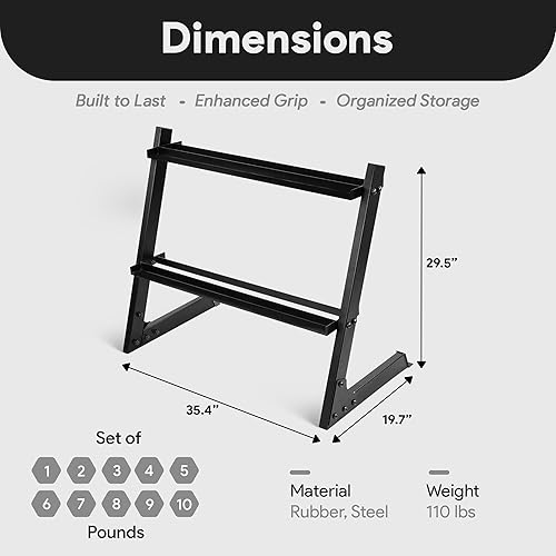 Vista 2 de BalanceFrom Neoprene Coated Iron Dumbbell Hex Weights Set with Stand – Color-Coded or Black Options with Non-Slip Grip for Strength Training