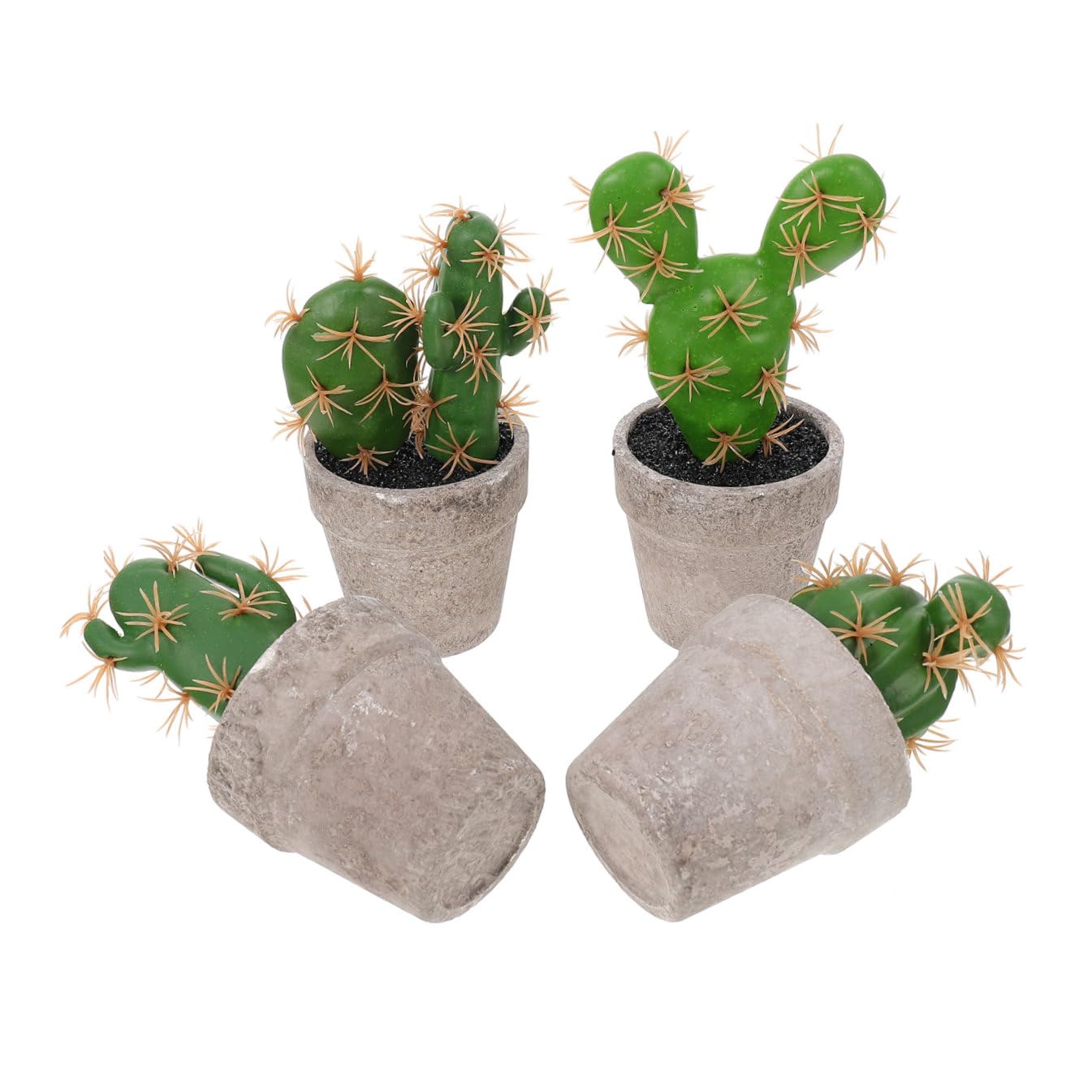 GLEAVI Set 4pz Piante Grasse Finte in Plastica e Polpa, Decorazione da Scrivania per Ufficio e Cucina, Aspetto Vero e Naturale, Facilità di Cura e Atmosfera Fresca