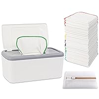 Vista 8 de 54 paquetes de toallitas reutilizables de franela para bebé con dispensador de toallitas azules, toallitas de tela para bebé amigables con la piel