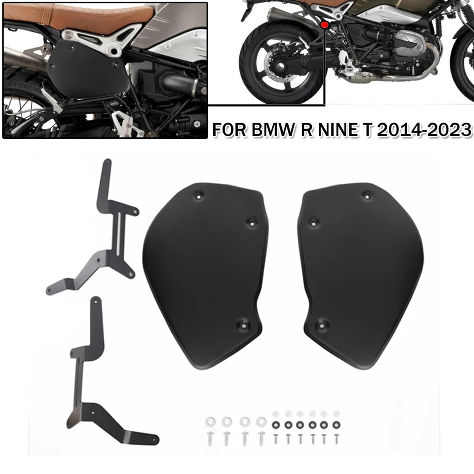 Motocykl Przednia Osłona Chłodnicy Pasuje do BMW R NINET R9T 2014-2023 Scrambler Racer Pure Urban G/S Motocykl Panele osłony boczne rama błotnik błotnik(Black One Pair)