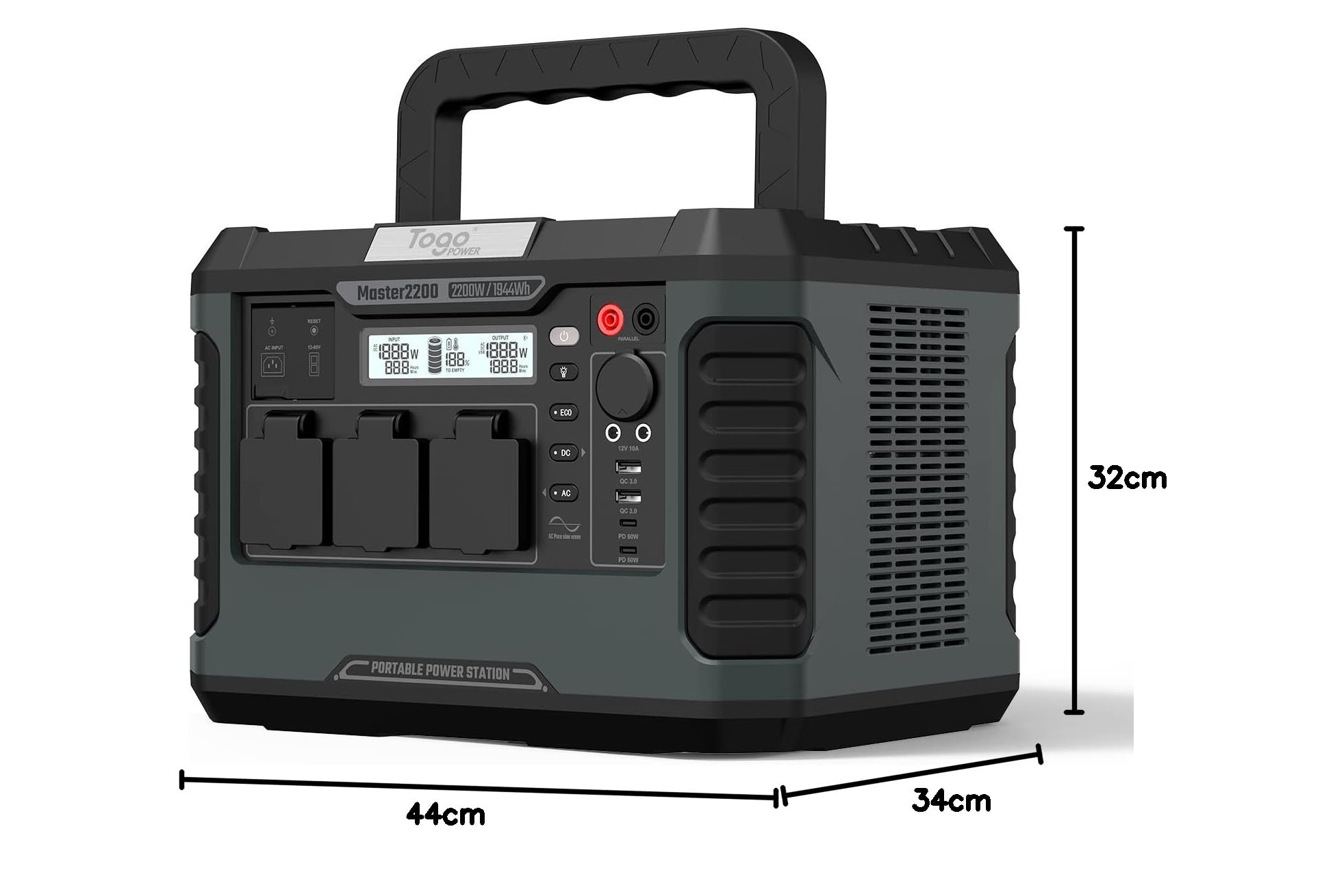 TogoPOWER Generador de Energía Eléctrico Portátil M2200