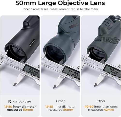 Miniatura 3 de K&F Concept Monoculares HD de 12 x 50, telescopio monoculares para adultos con prisma BAK4 y lente FMC, alcance monocular impermeable con doble