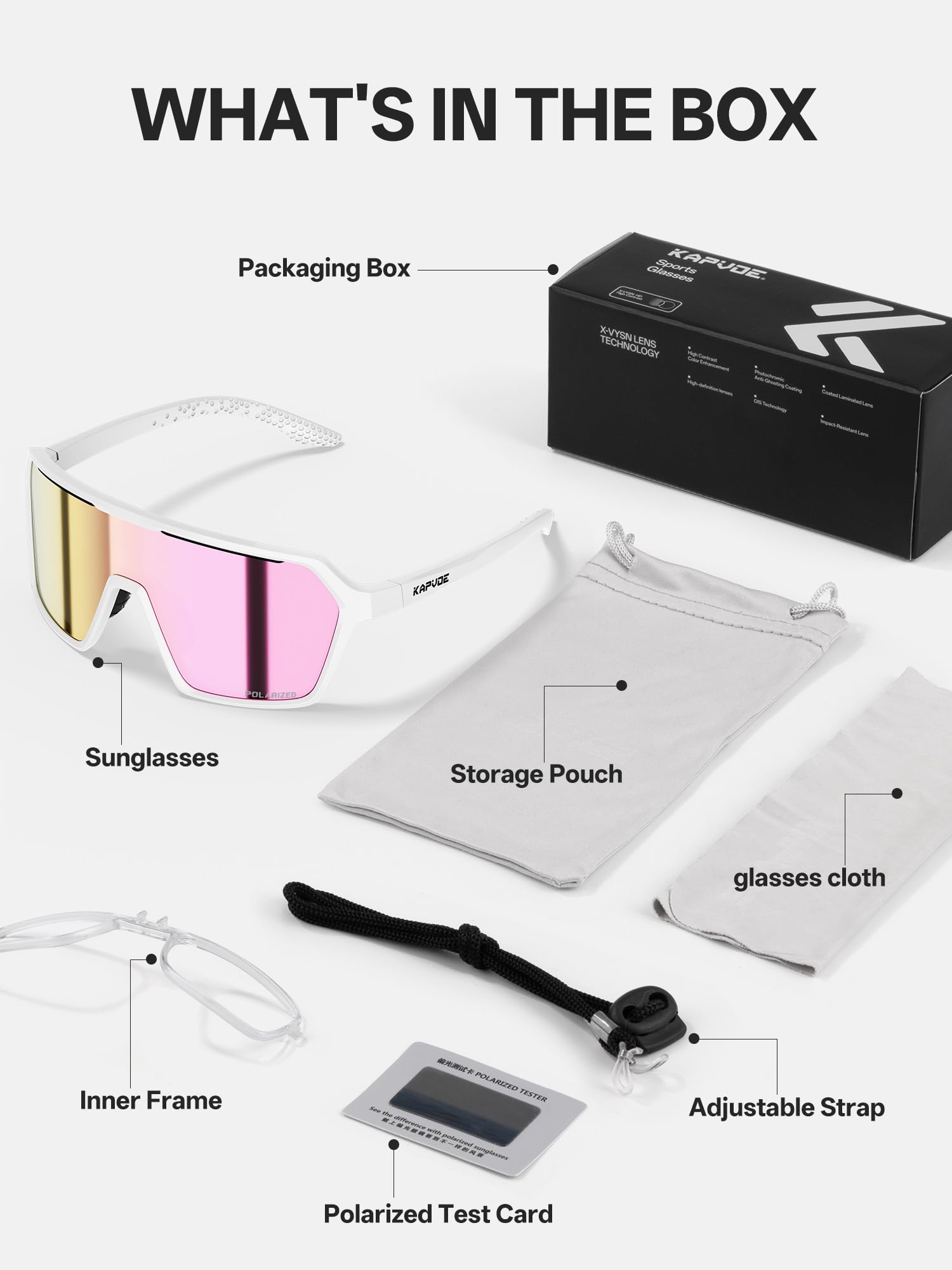 KAPVOE Fahrradbrille Herren Damen Polarisiert Sport Radfahren Sonnenbrille Baseball MTB Radbrille Rennrad Radsport
