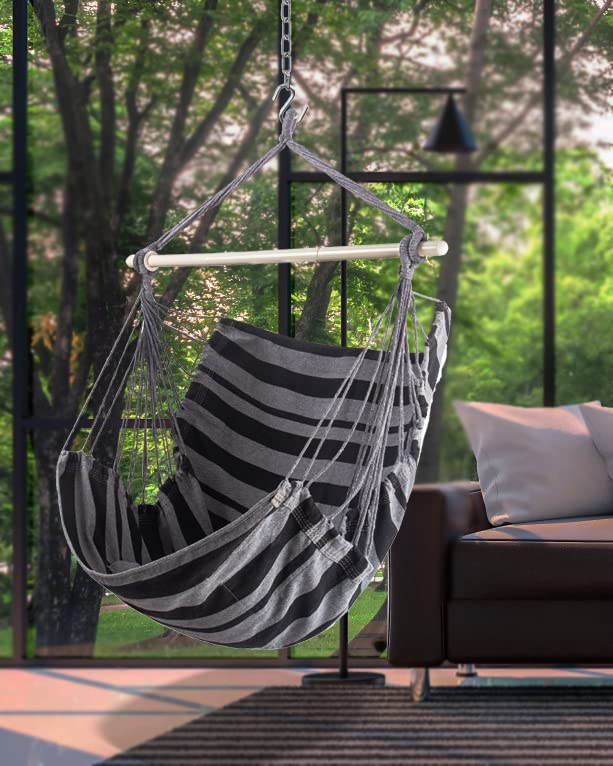 Lulladle Hammock Chair Hanging Rope Swing - Hammock Chair Bedrooms - Swing Chair Indoor - Hanging Chair Outdoor - Max Weight 500 Lbs