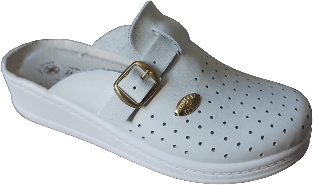 Sanital Light Mule in Leather 1372 White