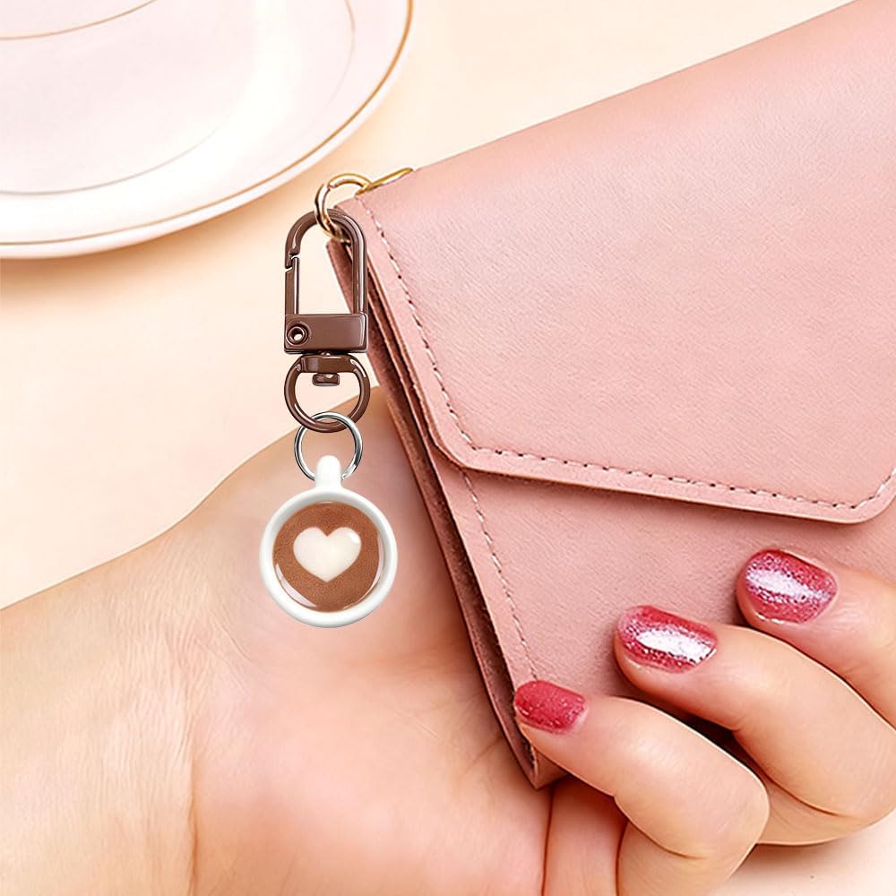 3PCS Cute Coffee Cup Keychains with Heart Cartoon Coffee Kawaii Key Chains Backpack Purse Brown Keychain Accessories Bag Charm for Handbags Tote Bags Aesthetic Key Chain Phone Case Charm for Couple - Image 5