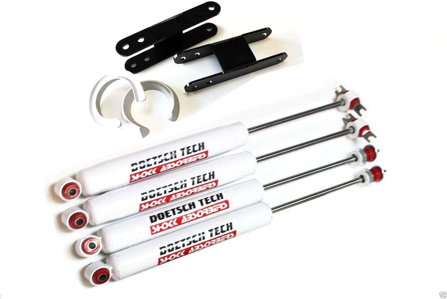 RTZ - Compatible with Chevy GMC S10 S15 Pickup Jimmy Blazer Complete Lift Kit Front 3" Aluminum Coil Spring Spacers + Rear Adjustable 3-4" Lift Shackles + Set of Doetsch Tech DT9000's Nitro Shocks 2wd