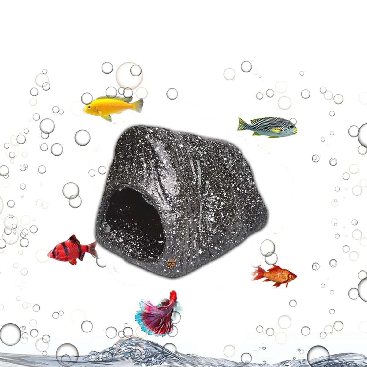 Aquarium Stone Shelter Rock Realistic Artificial Granite Rock Small Fish Shrimp Hideaway Decoration Ornament Accessories (Black). (B0DFCB9S8P) Amazon Price History, Amazon Price Tracker
