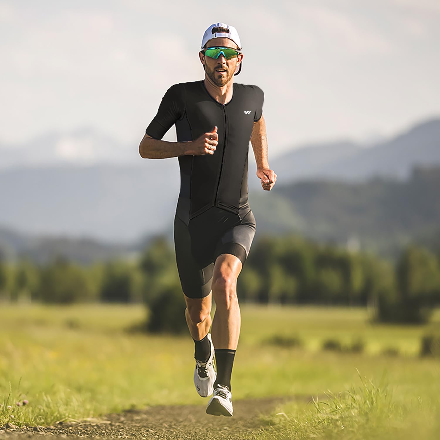 Logas - Tuta da triathlon da uomo, per triathlon, ciclismo, corsa, nuoto